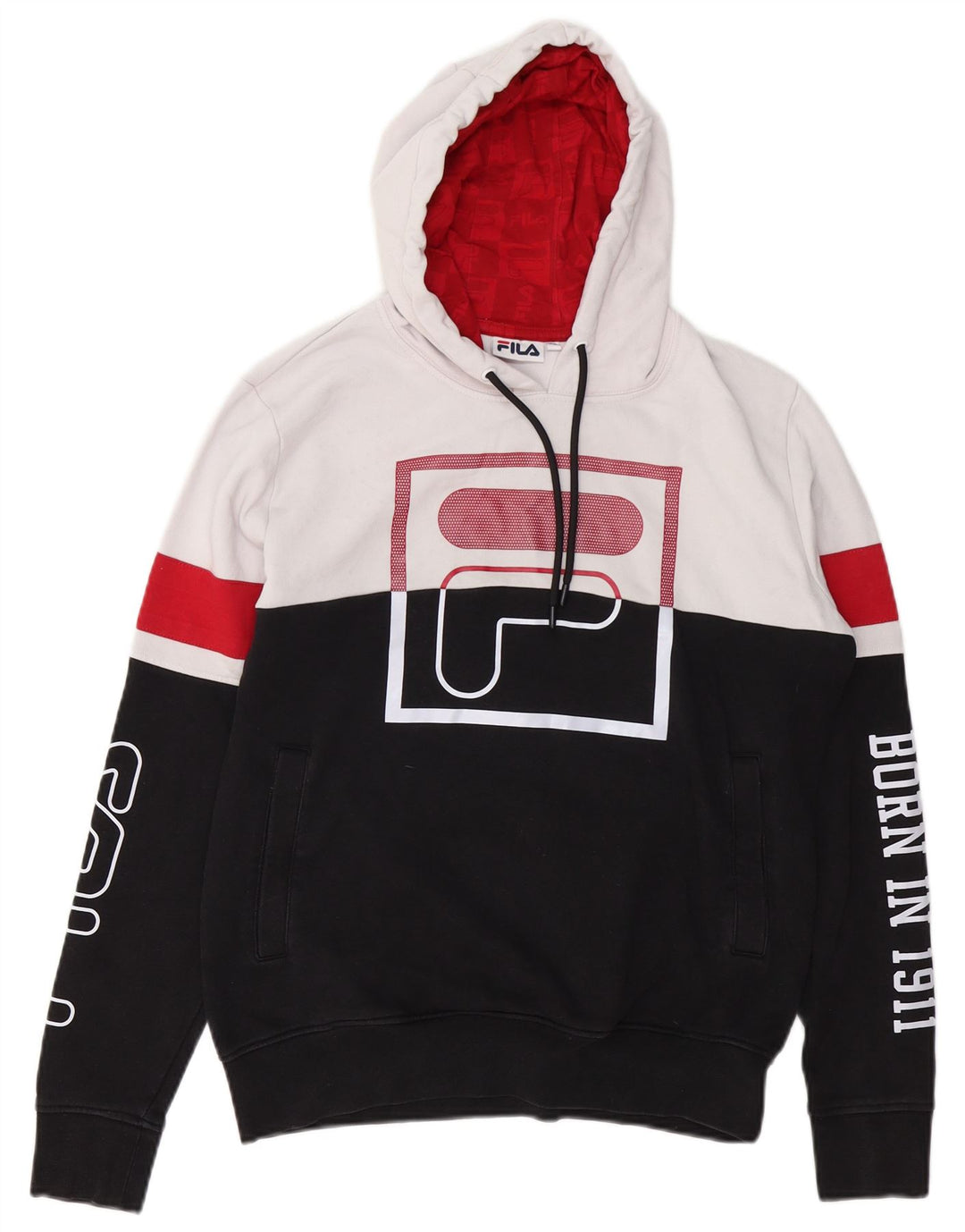FILA Grafisk hættetrøje til mænd XS Sort Colourblock Bomuld