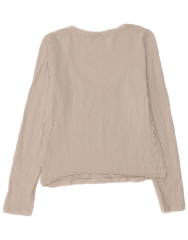 Zara Womens Crop Top Long Sleeve UK 12 Medium White Cotton