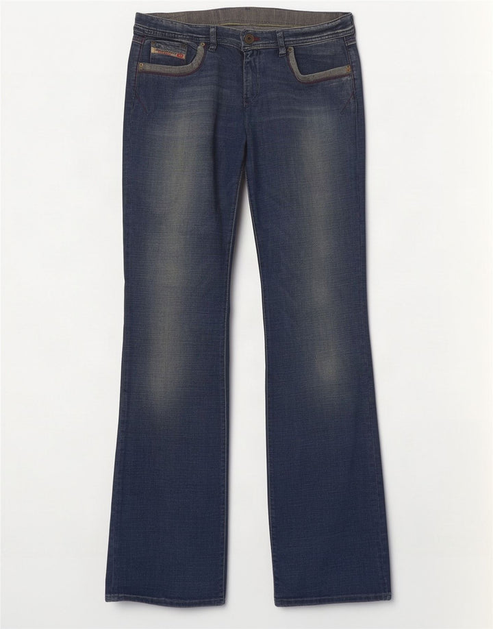Diesel Dame Distressed Bootcut Jeans UK 16 Large W32 L33 Blue Cotton