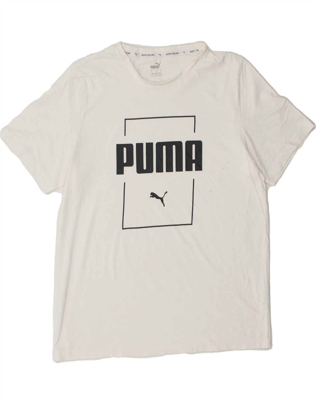 PUMA Mens Graphic T-Shirt Top Large White Cotton Vintage Puma and Second-Hand Puma from Messina Hembry 