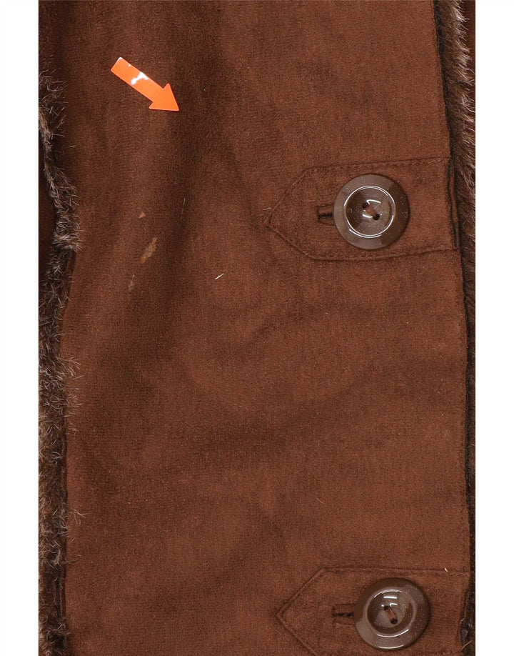Celsius Dame Oversized Sherpa Overfrakke UK 10 Small Brown Polyester