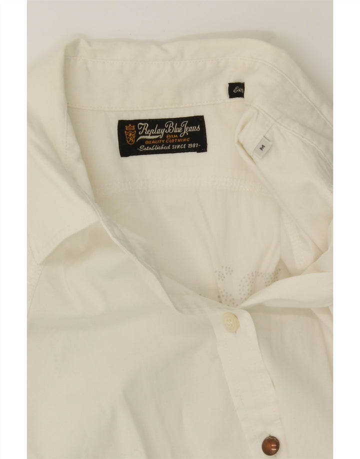 REPLAY Womens Shirt UK 12 Medium White Cotton Vintage Replay and Second-Hand Replay from Messina Hembry 