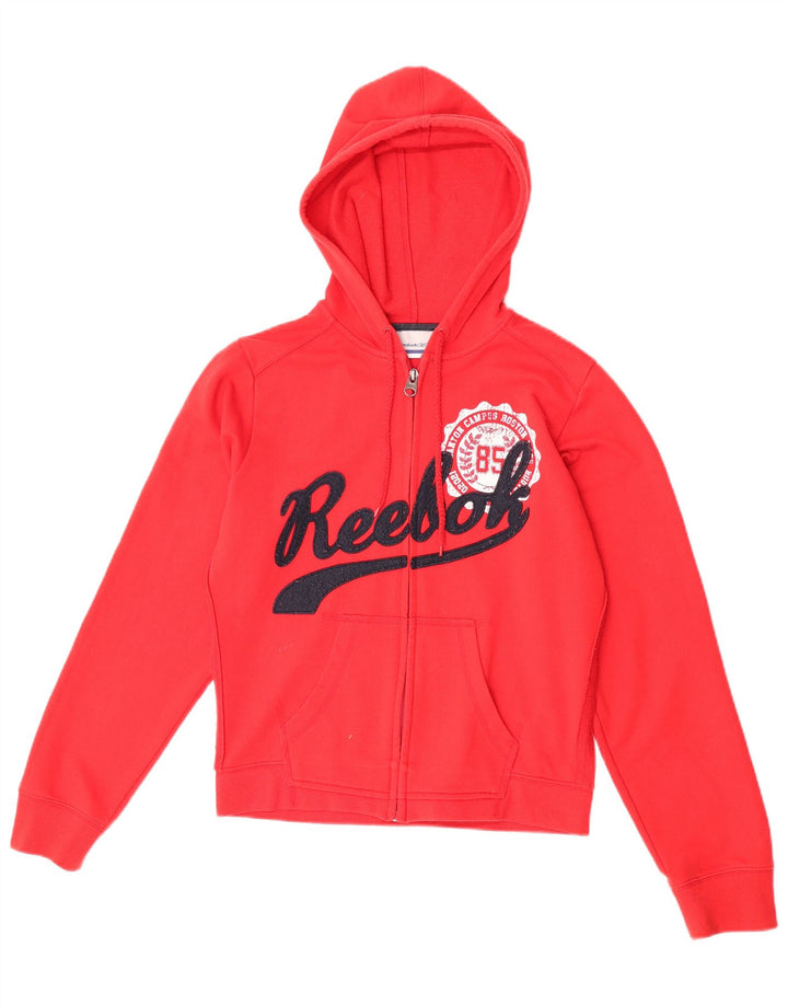 Reebok Dame grafisk hættetrøje Sweater UK 14 Medium Rød Polyester
