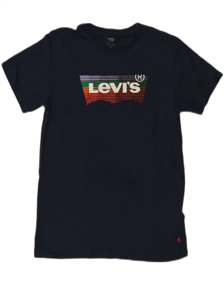 LEVI'S Herre grafisk T-shirt Top Medium Marineblå Bomuld