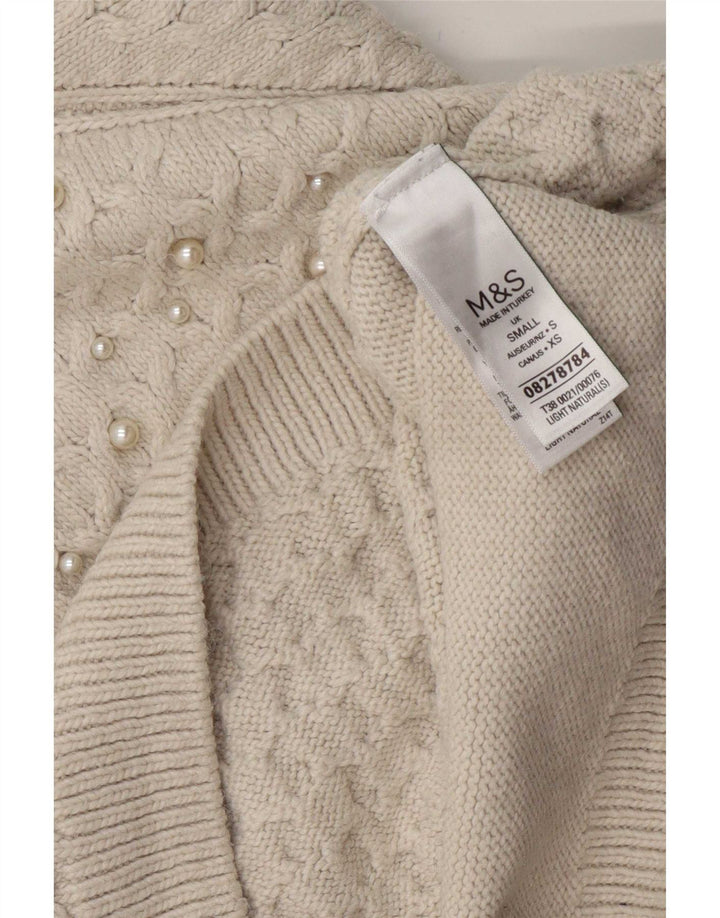 Marks & Spencer Dame Crop Crew Neck Jumper Sweater UK 10 Small Off White