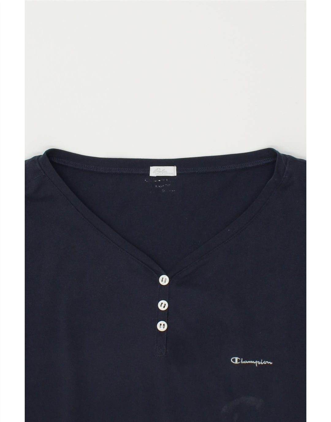 CHAMPION Womens T-Shirt Dress UK 14 Large Navy Blue Polyester | Vintage Champion | Thrift | Second-Hand Champion | Used Clothing | Messina Hembry 