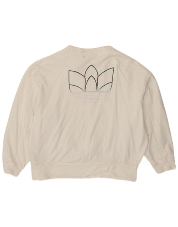 Adidas Dame Grafisk Oversized Sweatshirt Jumper UK 10 Small White Sports
