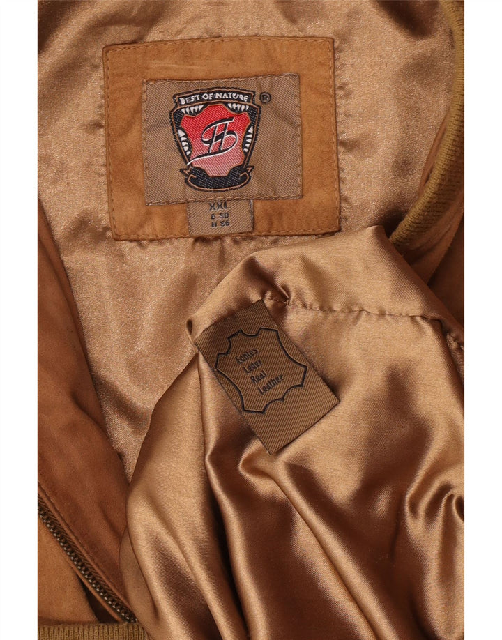 Vintage herre bomber ruskindsjakke UK 44 2XL brunt læder