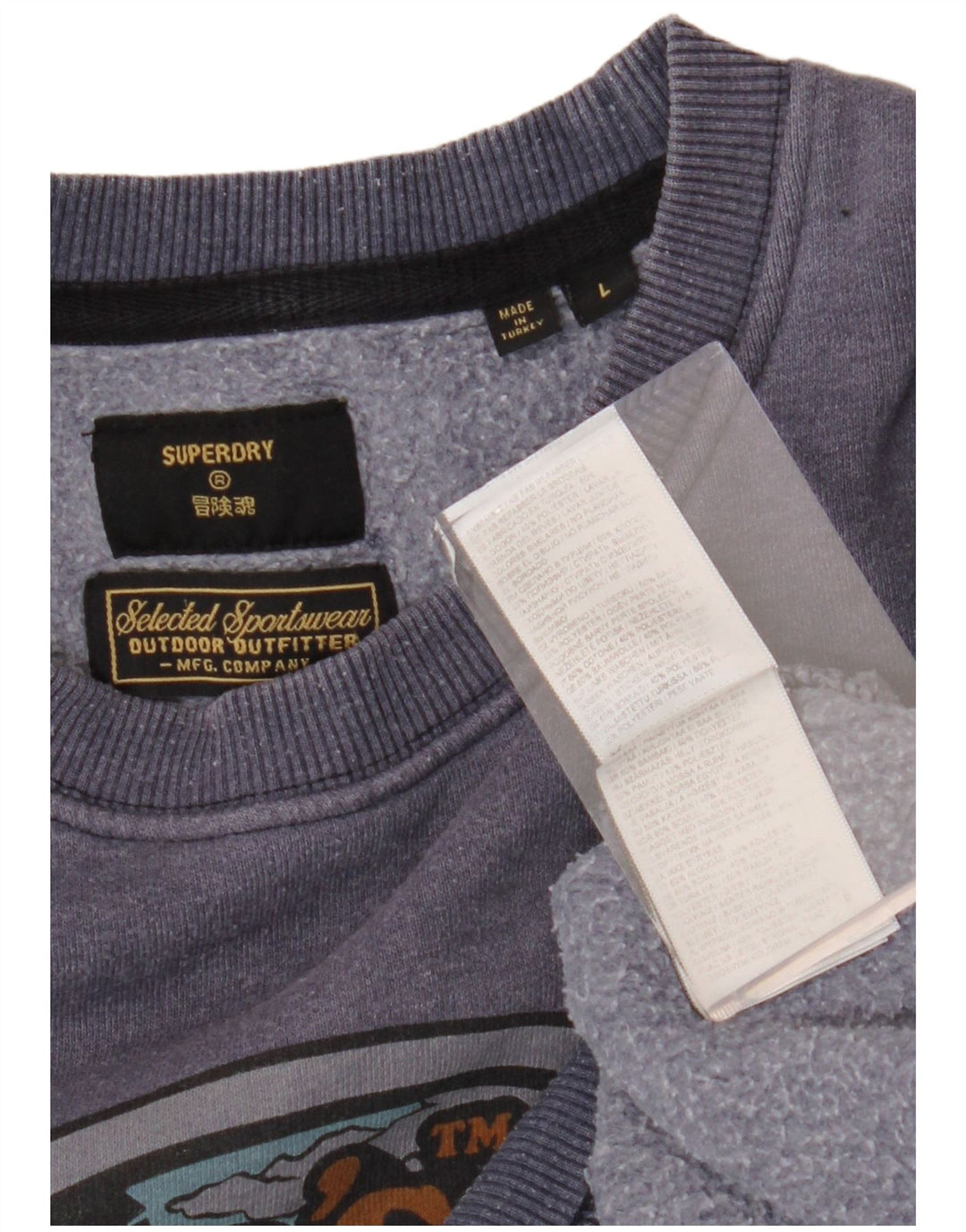 SUPERDRY Grafisk sweatshirt til mænd Stor marineblå bomuld