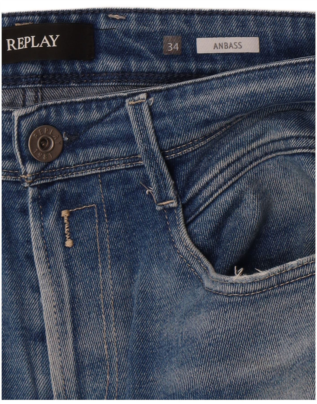 Replay Herre Anbass Slim Jeans W34 L32 Blå