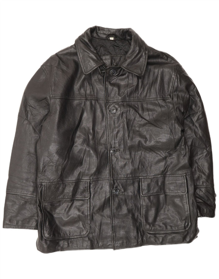 VINTAGE Herre Læderjakke IT 52 XL Sort Læder