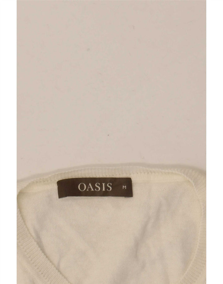 Oasis Dame Cardigan Sweater UK 12 Medium White