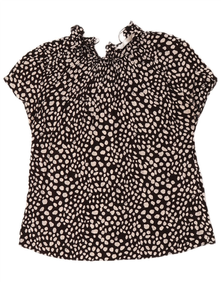 Zara Damebluse Top UK 10 Small Black Spotted Viscose