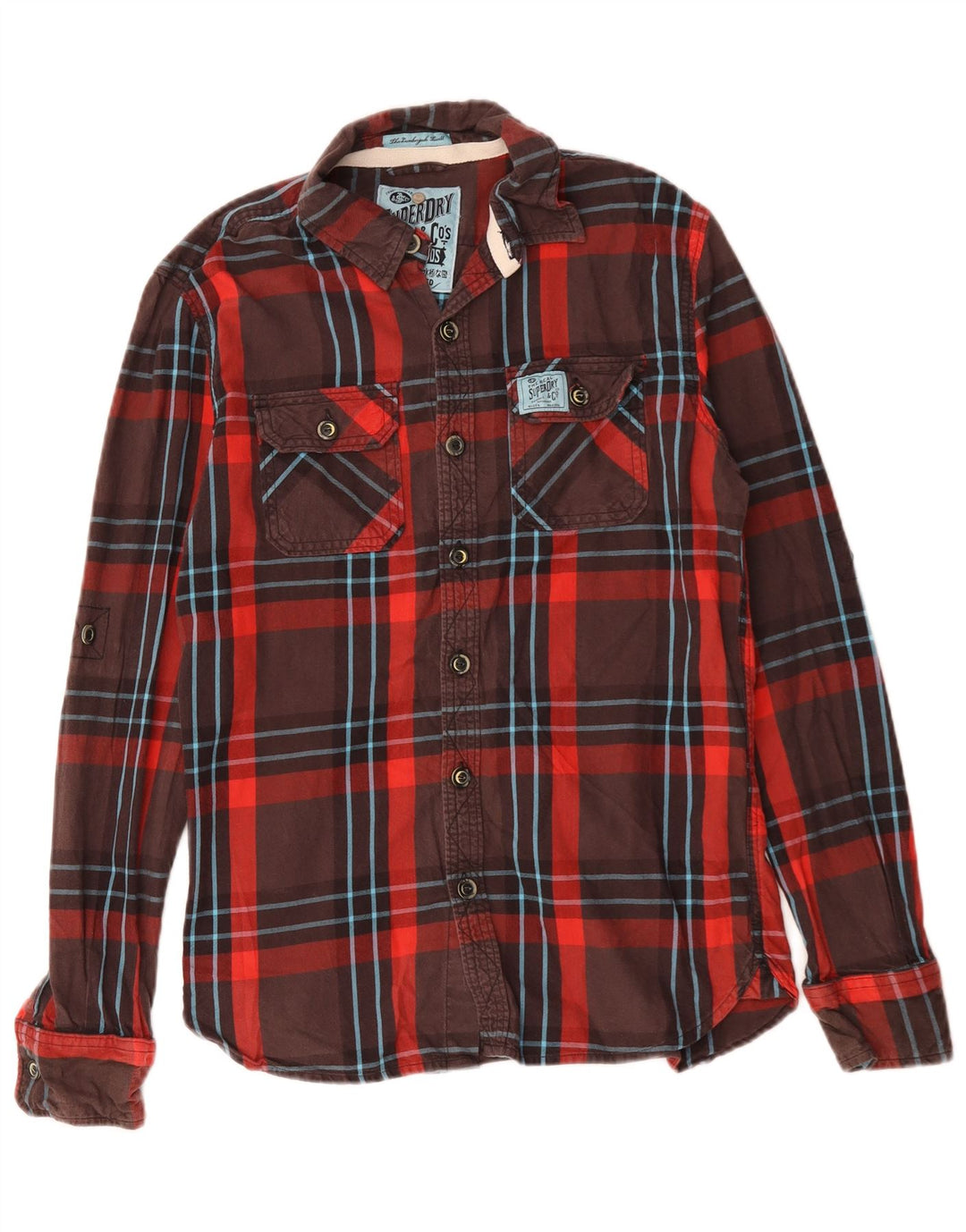 Superdry Flanelskjorte til mænd, medium brun ternet bomuld