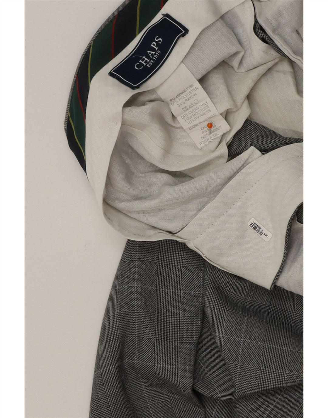 CHAPS Lige jakkesæt til mænd W38 L32 Grå ternet bomuld