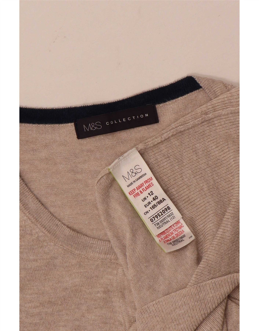Marks & Spencer Dame Cardigan Sweater UK 12 Medium Beige Viscose