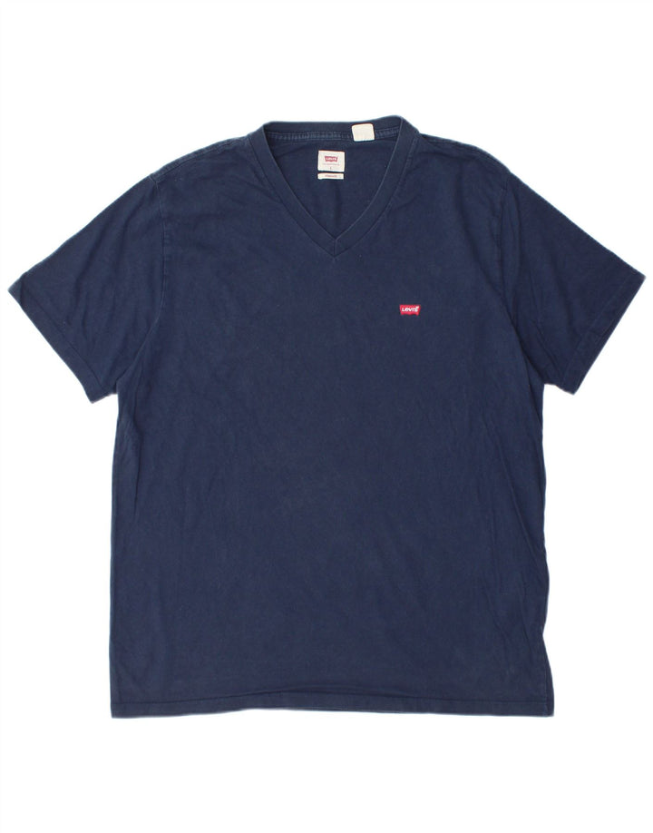 LEVI'S Herre Standard T-Shirt Top Stor Marineblå Bomuld
