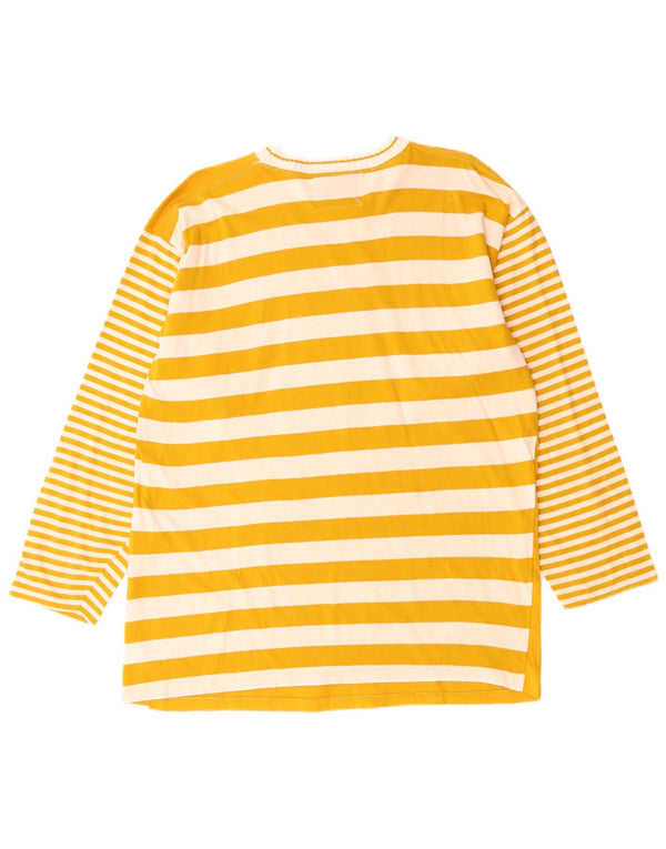 Gymnasium Dame Grafisk Top Langærmet UK 16 Stor Gul Stribet Bomuld