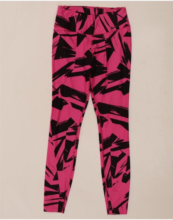 NIKE Dame Dri Fit Leggings UK 10 Lille Pink Geometrisk Polyester