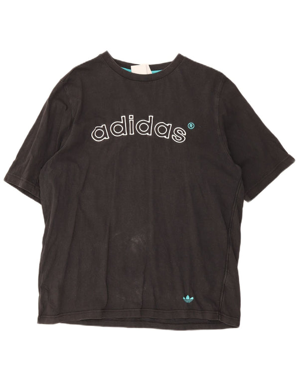 Adidas Herre grafisk T-shirt Top Medium Sort Bomuld