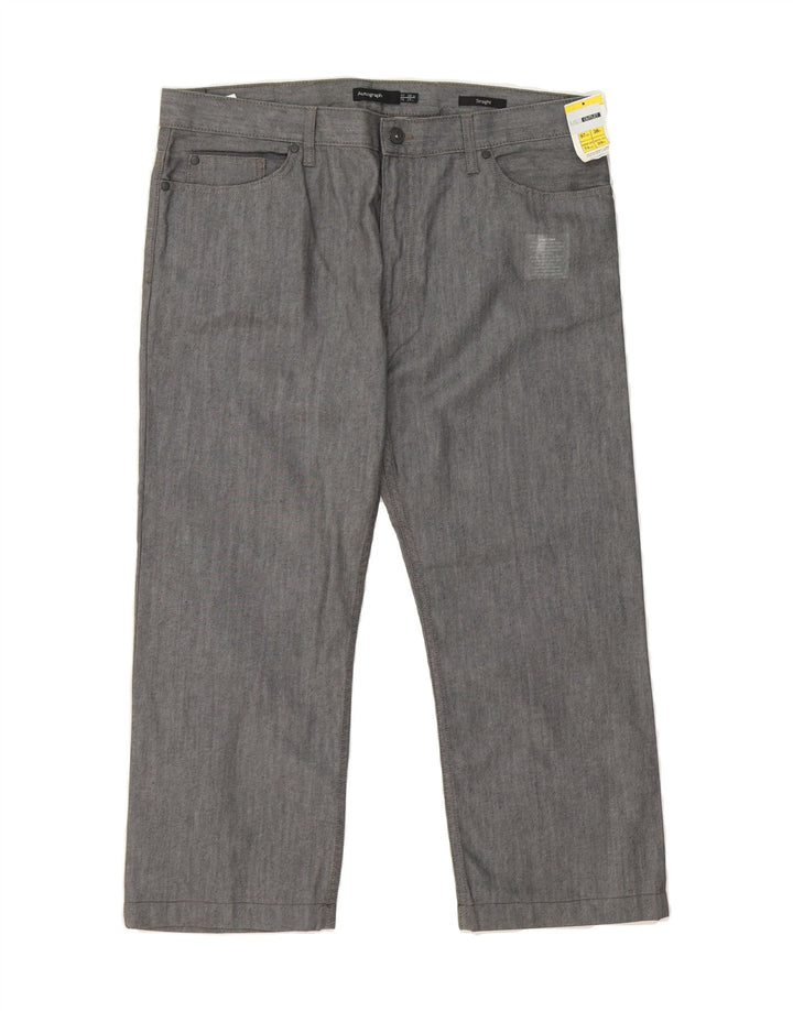 MARKS & SPENCER Mens Autograph Straight Cropped Trousers W38 L25 Grey Vintage Marks & Spencer and Second-Hand Marks & Spencer from Messina Hembry 