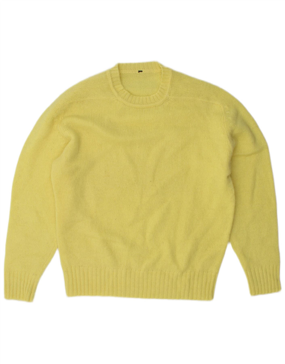 Vintage herre sweater med rund hals, medium gul