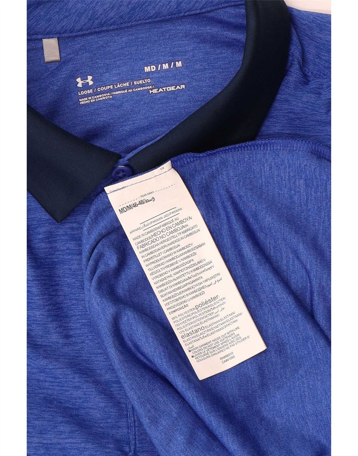 Under Armour Herre Heat Gear Polo Shirt Medium Blue Colourblock Polyester