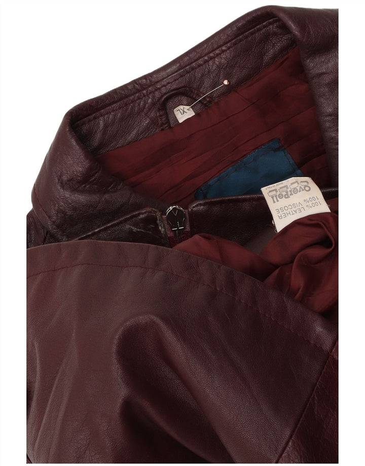 Vintage læderjakke til kvinder UK 18 XL Burgundy læder