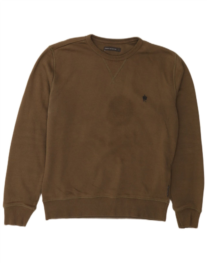 French Connection Herre Sweatshirt Jumper Stor Khaki Bomuld