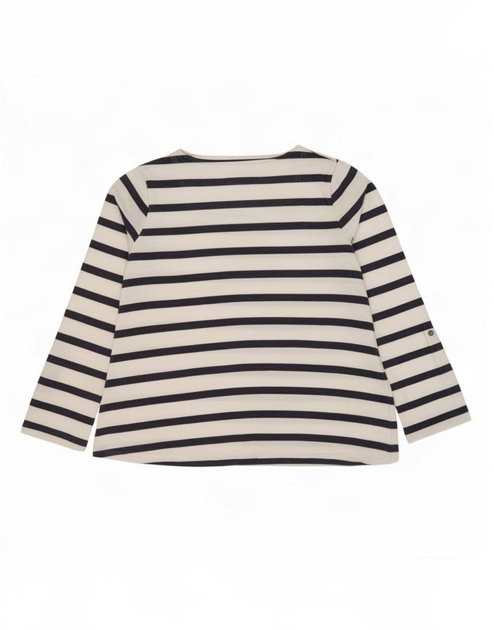 Weird Fish Dame Top Langærmet UK 12 Medium Hvid Stribet Bomuld