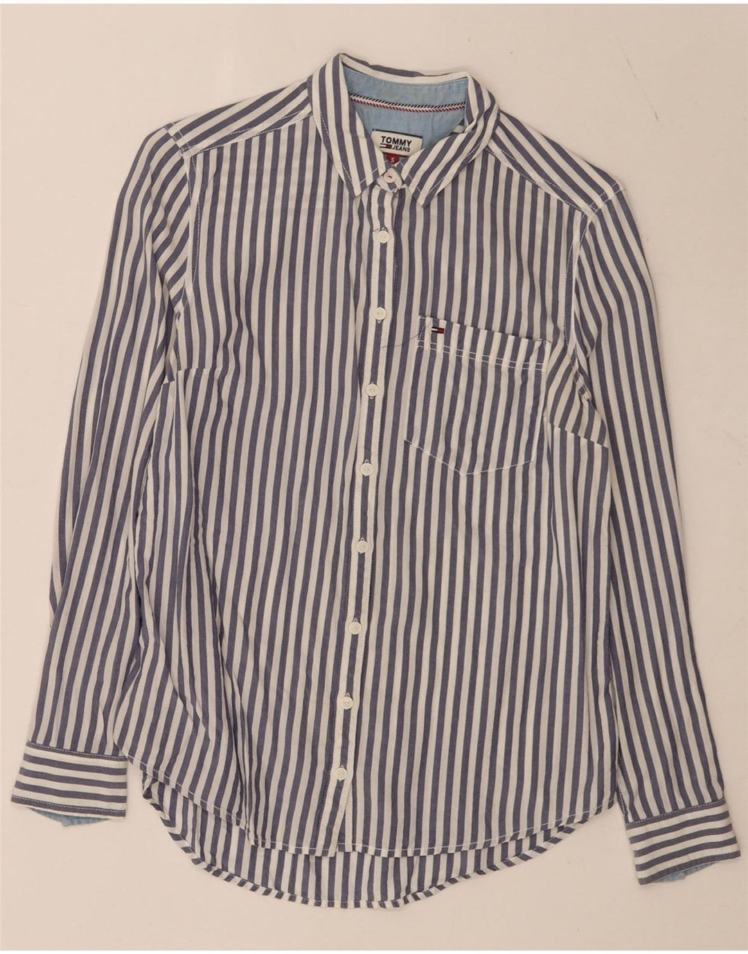 Tommy Hilfiger Dameskjorte UK 10 Small Blue Pinstripe
