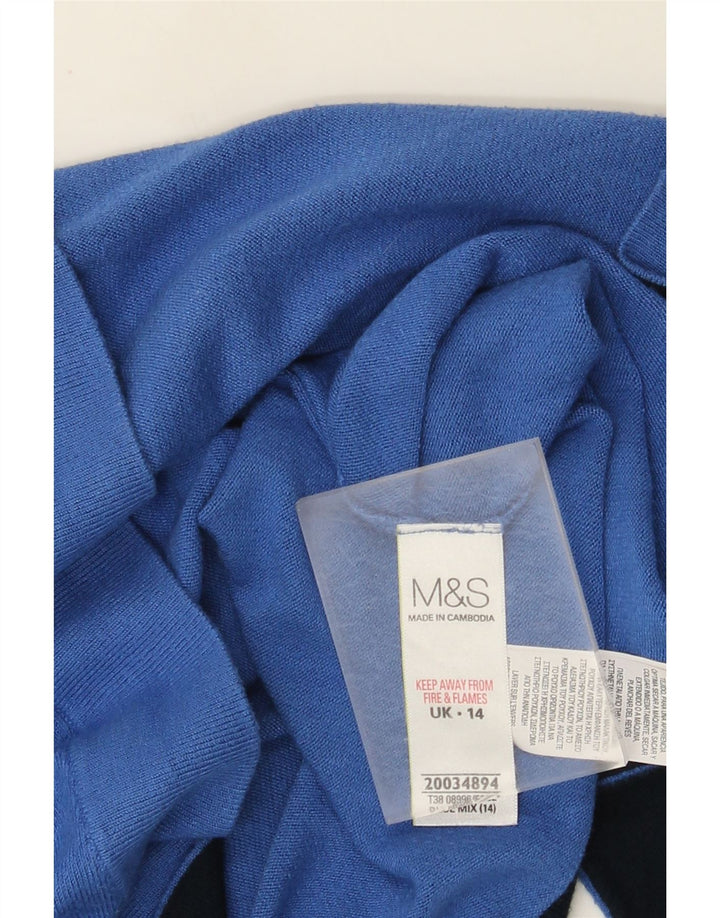 Marks & Spencer Dame Crop Kortærmet Cardigan Sweater UK 14 Medium Blue