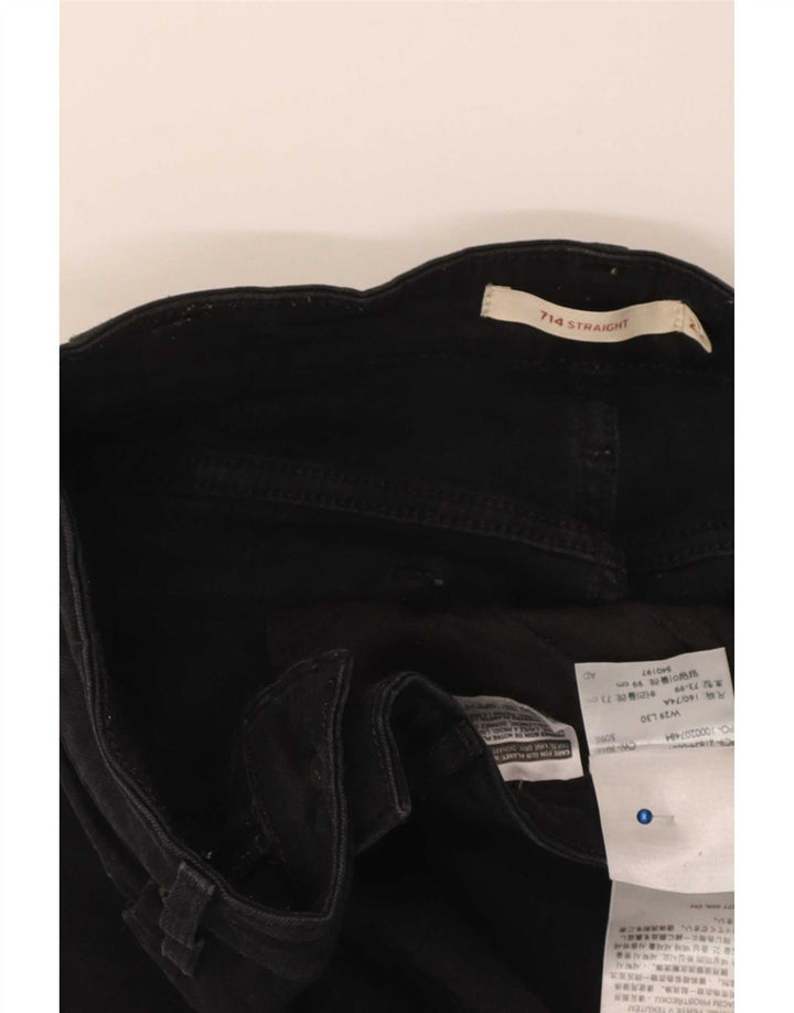 Levi's Dame 714 Straight Jeans W29 L30 Sort Bomuld