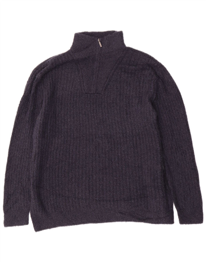 L.L.BEAN Dame sweater med lynlås hals UK 16 Stor marineblå nylon