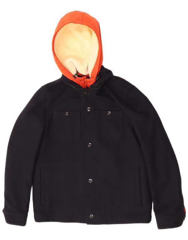 Ted Baker Bomberjakke med hætte til mænd Størrelse 3 Medium Navy Blue Colourblock