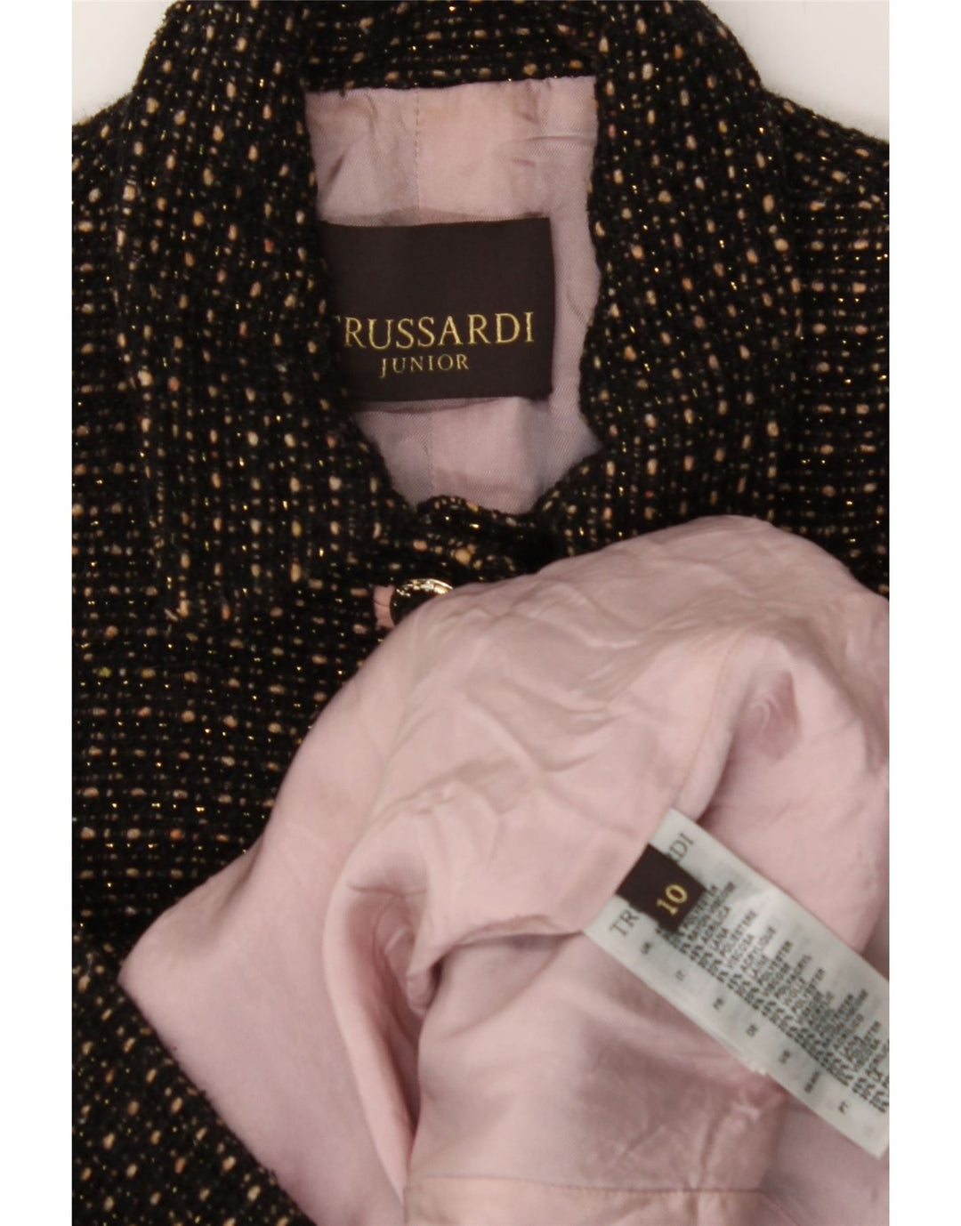 TRUSSARDI JUNIOR Girls Overcoat 9-10 Years Black Flecked Acrylic Vintage Trussardi Junior and Second-Hand Trussardi Junior from Messina Hembry 