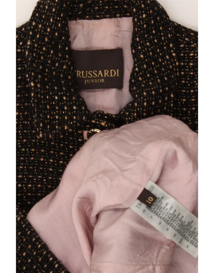 TRUSSARDI JUNIOR Girls Overcoat 9-10 Years Black Flecked Acrylic Vintage Trussardi Junior and Second-Hand Trussardi Junior from Messina Hembry 