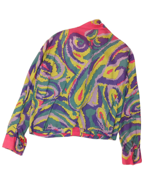 VINTAGE Womens Front Tie Shirt Bluse UK 14 Large Multicolored Paisley