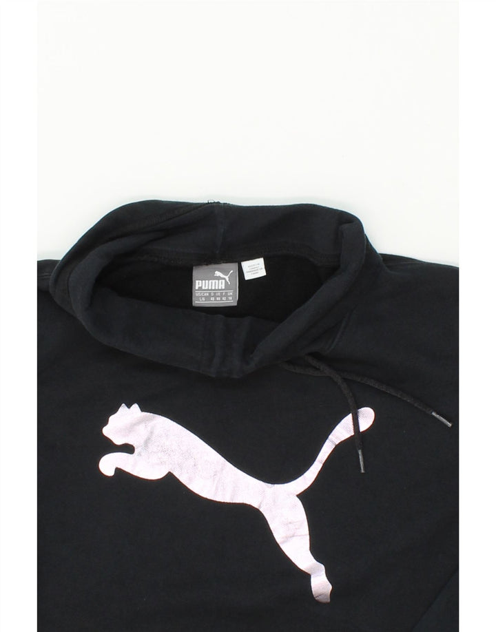PUMA Womens Graphic Sweatshirt Jumper UK 14 Medium  Black Cotton Vintage Puma and Second-Hand Puma from Messina Hembry 