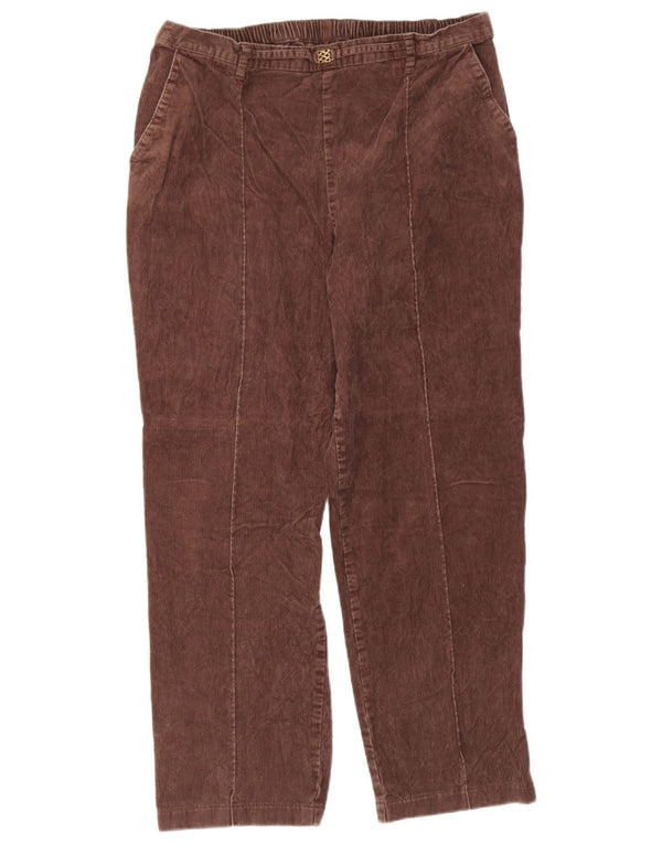 Marks & Spencer Womens High Waist Corduroy Trousers UK 14 Large W32 L26 Bro