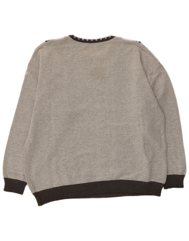 Bueckle Herre Boat Neck Jumper Sweater Stor Grå Geometrisk