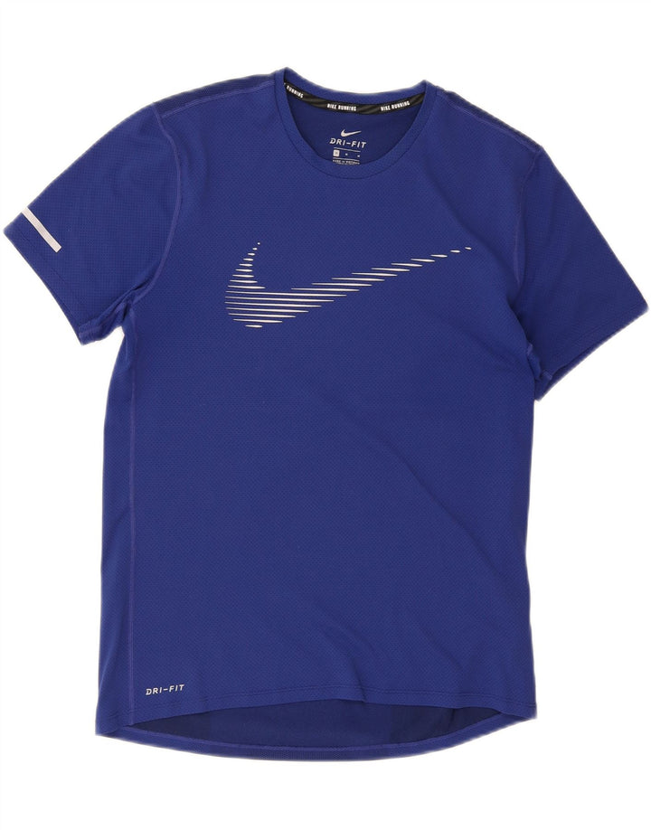 Nike Herre Dri Fit grafisk T-shirt top mellemblå polyester