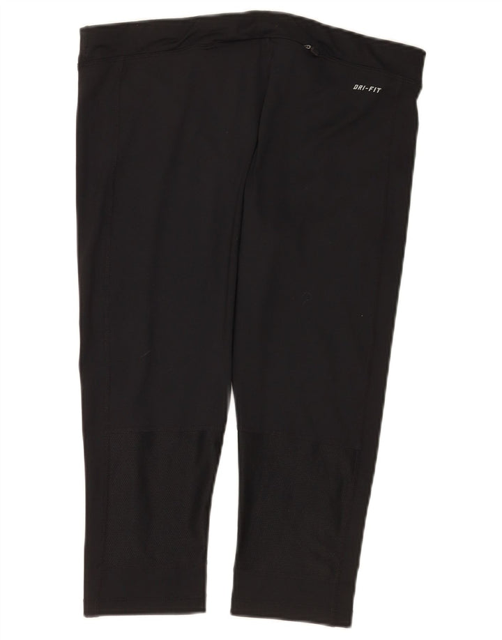 Nike Dame Dri Fit Capri Leggings UK 14 Large Black Polyester