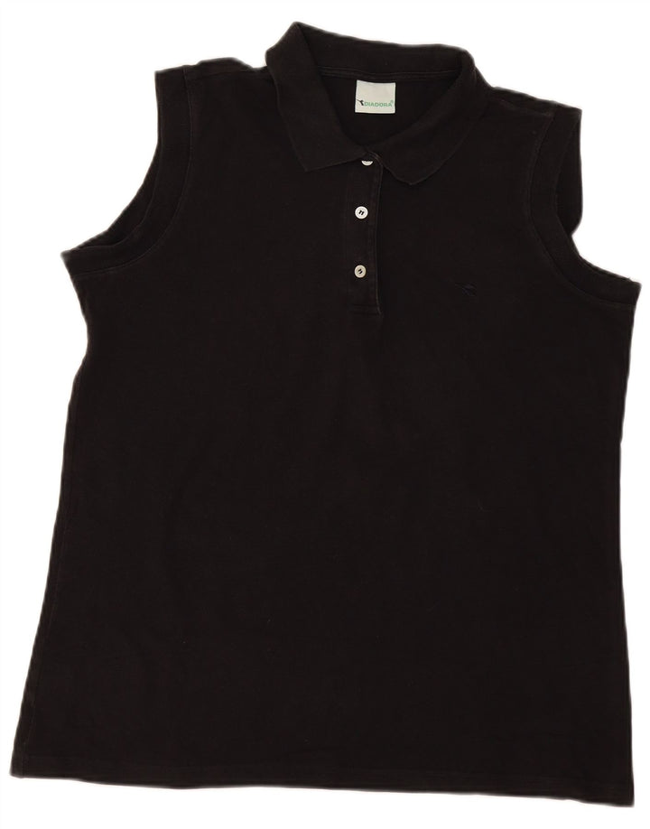 Diadora Herre ærmeløs poloshirt IT 50 Medium Sort Bomuld
