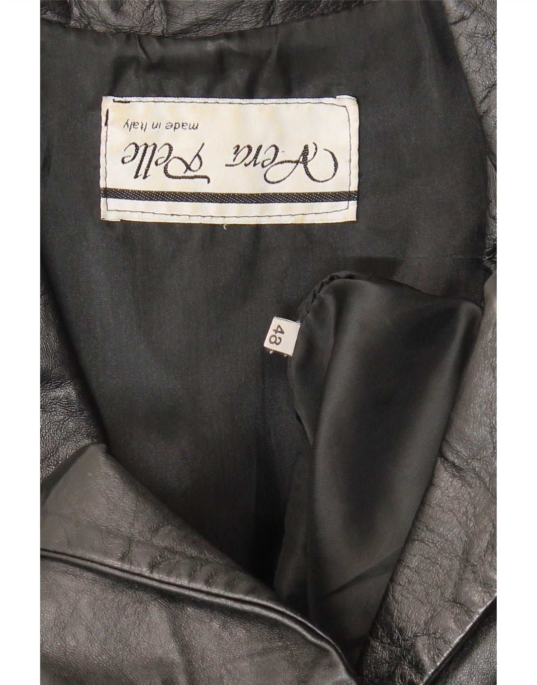 Vintage dame 1 knap læder blazerjakke IT 48 XL sort læder