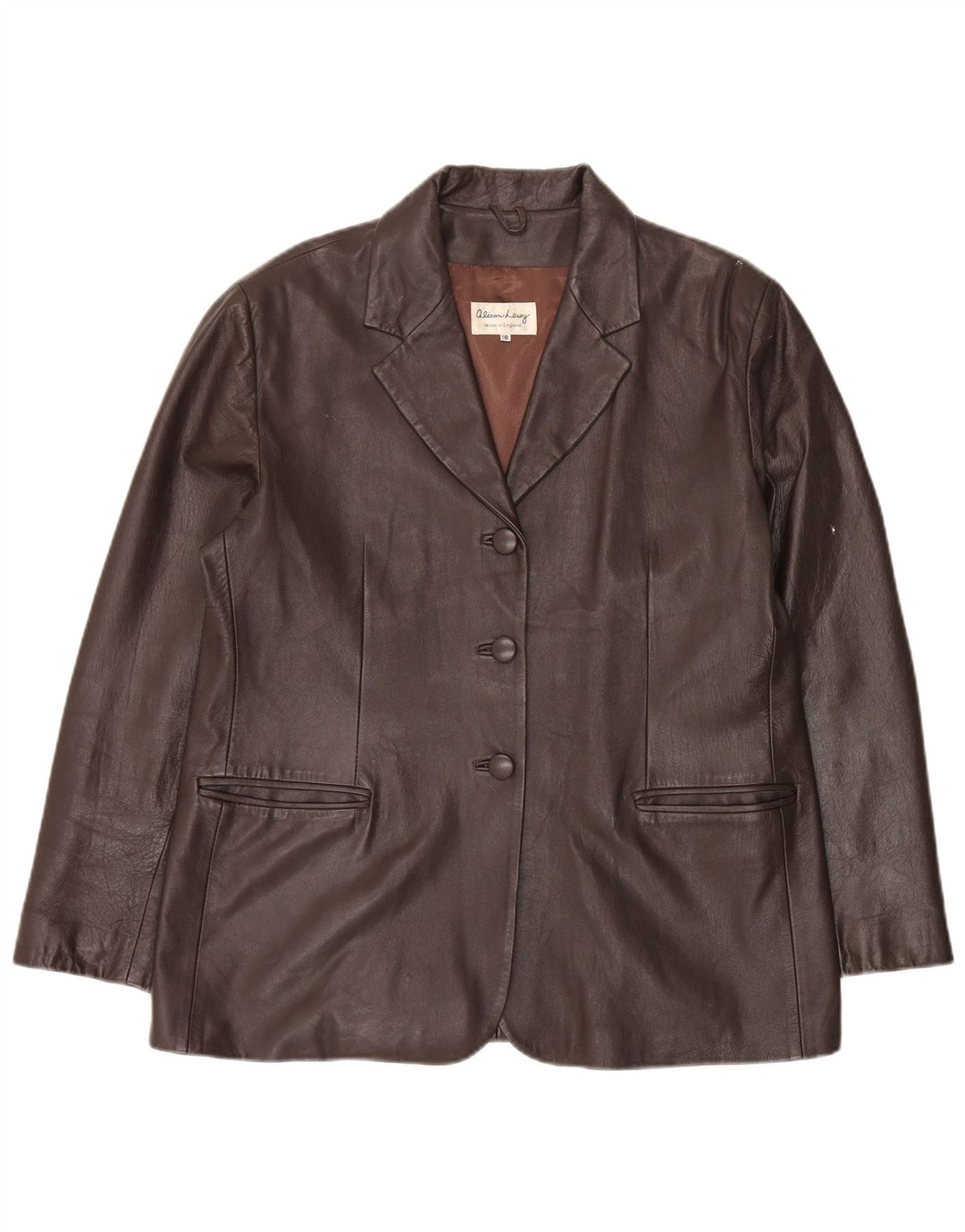 Vintage dame 3-knaps læder blazerjakke UK 18 XL brunt læder