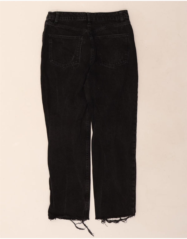 Zara Dame Distressed Straight Jeans EU 40 Medium W30 L26 Sort Bomuld