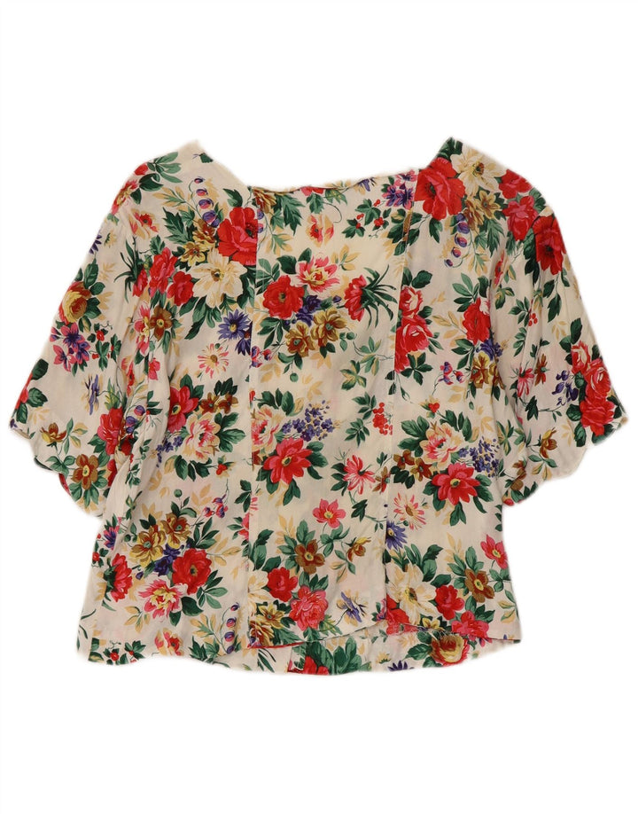 CAPRICCI BY MARCELL Dame Crop Shirt Bluse UK 14 Medium Flerfarvet