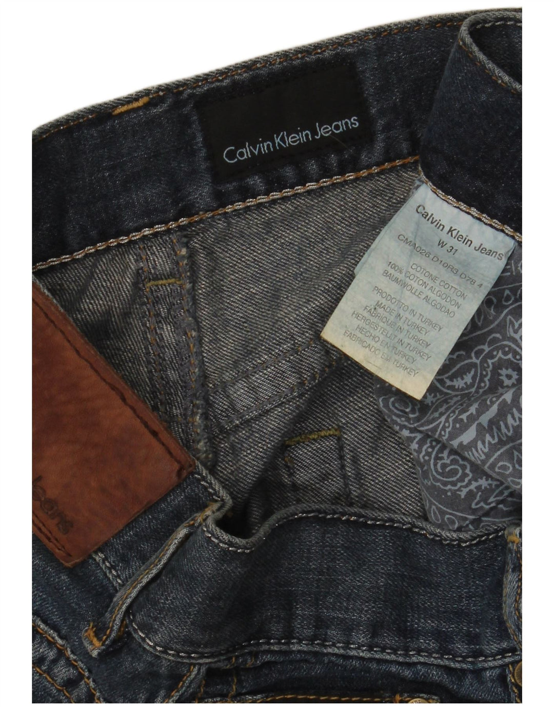 Calvin Klein Herre Distressed Straight Jeans W31 L28 Blå Bomuld