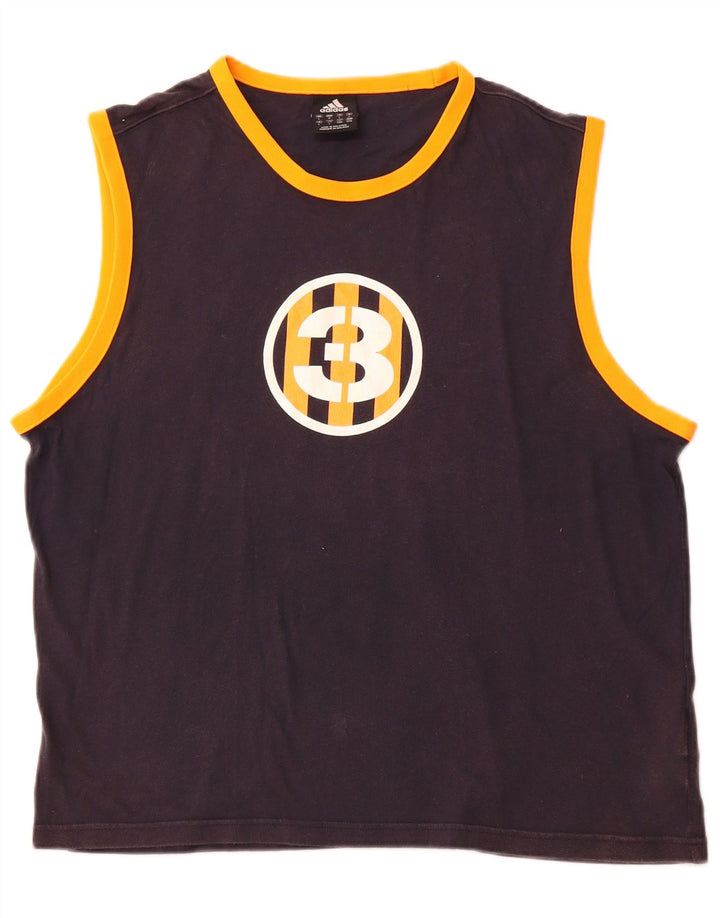 ADIDAS Herre Grafisk Vest Top Stor Marineblå Bomuld Sports